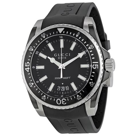 gucci dive black dial black rubber men's watch|Gucci men watches clearance.